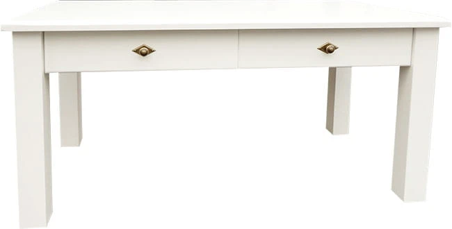 ława drewniana ADM-1c,  kolor biały kryty, :  uchwyty A013 z szyldem st. złoto