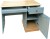 biurko drewniane BDM-2, wykończenie patyna niebieska retro + elementy modrzew lakierowany naturalny, front fala, wieniec dolny cokół prosty,  dodatkowa szuflada pod klawiature