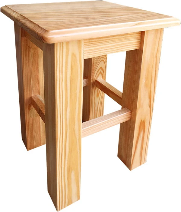 Taboret drewniany modrzewiowy XL, lakier bezbarwny 