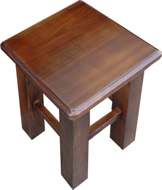 Taboret drewniany sosnowy XL, patyna brąz retro