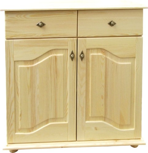 Komoda drewniana KDM-7c, drewno lite sosna lakierowana, wieniec dolny stopka, front fala