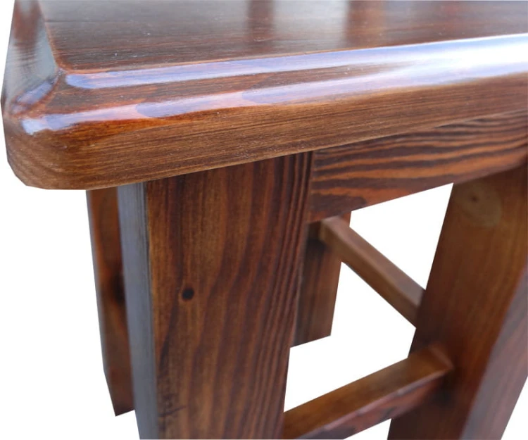 Taboret drewniany sosnowy XL, patyna brąz retro