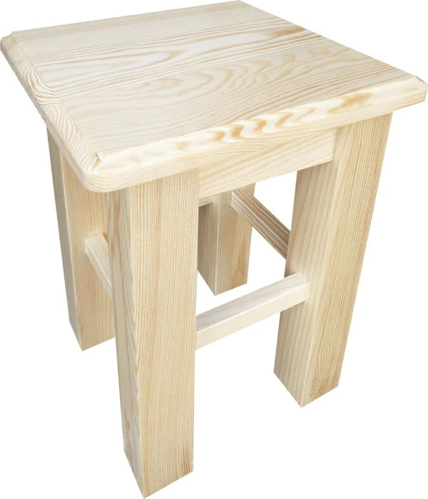 Taboret drewniany sosnowy XL, lakier bezbarwny 
