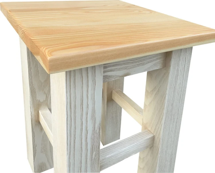 taboret drewniany XL patyna orzech + siedzisko sosna  bezbarwna lakier