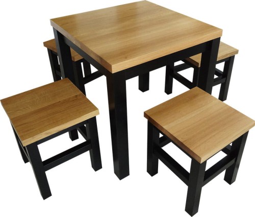 Stół dębowy kwadratowy STM-5d w zestawie 4 taborety