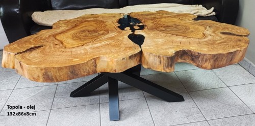 stolik kawowy z plastra topoli live edge