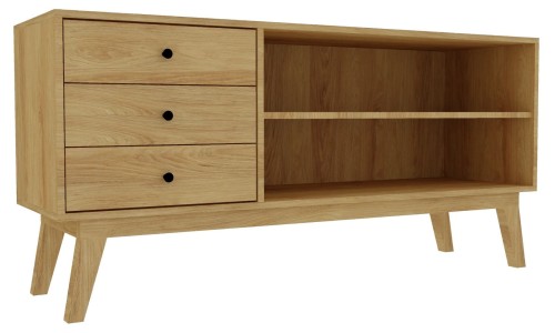 komoda FK-16b z drewna dębowego z otwartą szafką