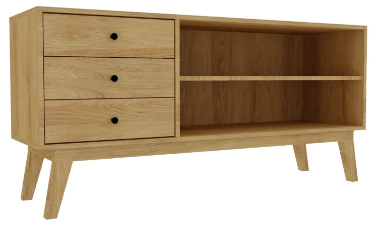 komoda FK-16b z drewna dębowego z otwartą szafką