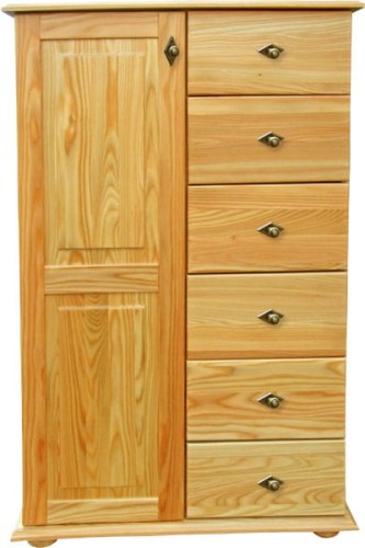 Komoda drewniana KDM-17a, drewno lite modrzew naturalny lakierowany, front prosty, wieniec dolny -stopka