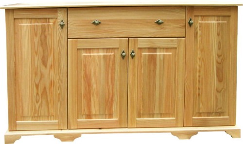 komoda drewniana KDM14g, modrzew lakierowany, front prosty, wieniec dolny profilowany
