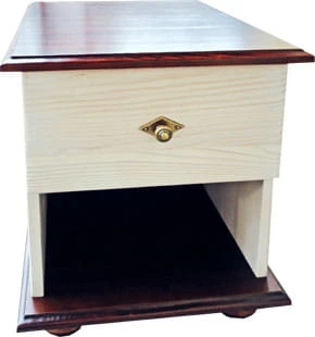 komoda drewniana kDM-2a, drewno modrzew, wykończenie patyna rustikal retro, stopka