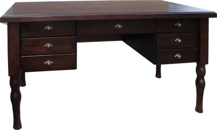 Biurko BDM-100 drewno lite w kolorze wenge, uchwyty stare złoto