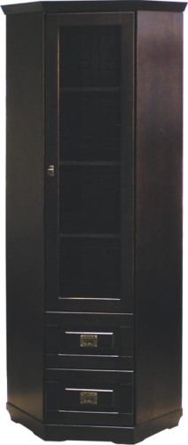 witryna drewniana narozna WDB3b, drewno lite olcha, kolor wenge