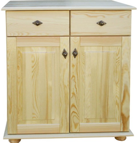Komoda drewniana KDM-7c, drewno lite sosna lakierowana, wieniec dolny stopka