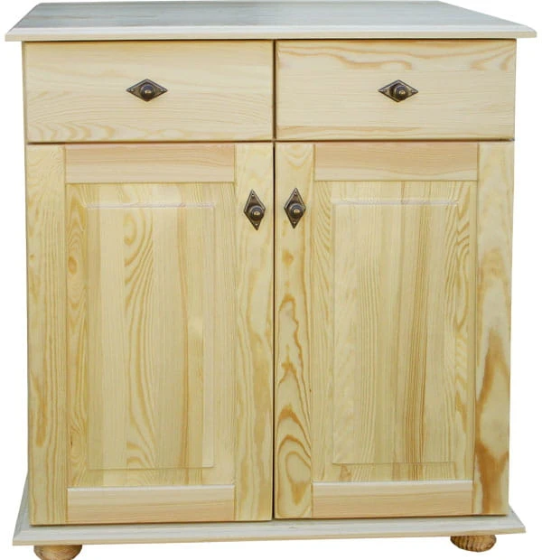 Komoda drewniana KDM-7c, drewno lite sosna lakierowana, wieniec dolny stopka