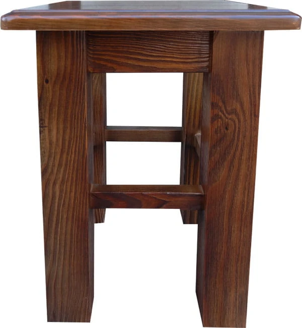 Taboret drewniany sosnowy XL, patyna brąz retro