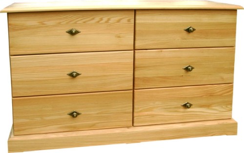 komoda drewniana KDM-16e, drewno lite modrzew lakierowany, wieniec dolny prosty
