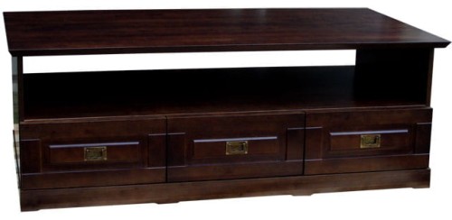 drewniany stolik RTVD3, drewno lite olcha, kolor wenge, czola szuflad filunkowe