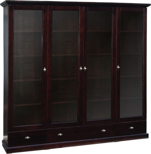 Witryna drewniana WDM-4, kolor wenge, wieniec górny prosty, dolny prosty