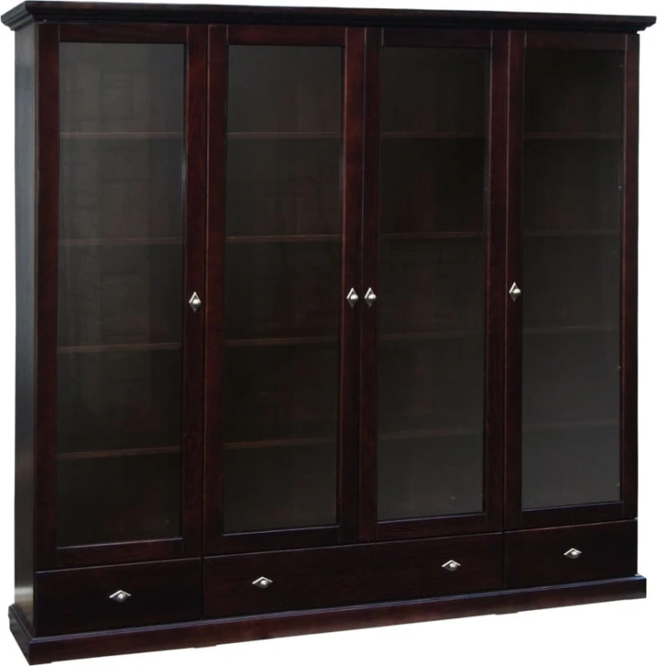 Witryna drewniana WDM-4, kolor wenge, wieniec górny prosty, dolny prosty