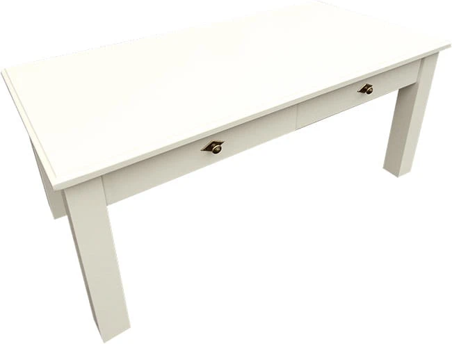 ława drewniana ADM-1c,  kolor biały kryty, :  uchwyty A013 z szyldem st. złoto