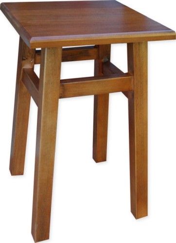 taboret drewniany prosty, wykończenie patyna brąz